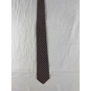 Designer Striped Silk Necktie Black Pink Subtle Monogram Formal